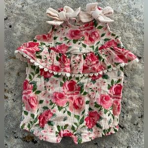 Mud Pie Baby Girl floral Romper One Piece Jumpsuit 0-3 Months